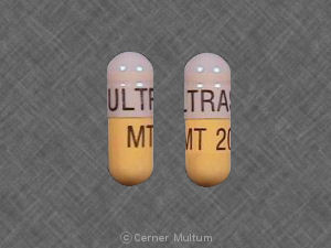 Pill ULTRASE MT 20 Gray Capsule/Oblong is Ultrase MT 20
