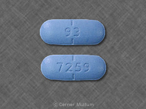 Pill 93 7259 Blue Capsule/Oblong is Valacyclovir Hydrochloride