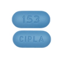 Pill CIPLA 153 Blue Capsule/Oblong is Valacyclovir Hydrochloride