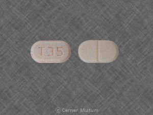 Pill T35 Orange Elliptical/Oval is Warfarin Sodium