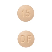 Pill DF 15 Orange Round is Darifenacin Hydrobromide Extended Release