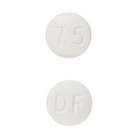 Pill DF 7.5 White Round is Darifenacin Hydrobromide Extended Release