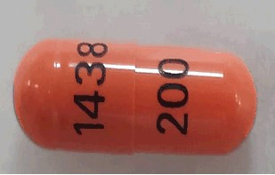 Pill 1438 200 Orange Capsule/Oblong is Fenofibrate (Micronized)