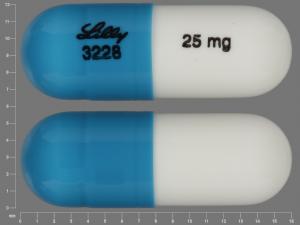 Pill LILLY 3228 25 mg Blue & White Elliptical/Oval is Strattera