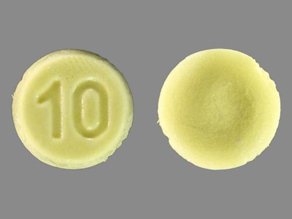 Pill 10 Yellow Round is Zyprexa Zydis