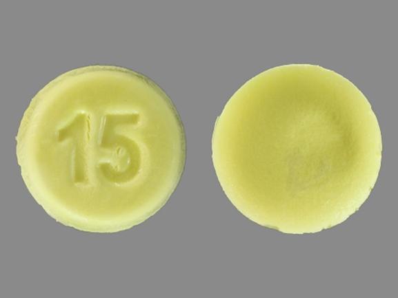 Pill 15 Yellow Round is Zyprexa Zydis