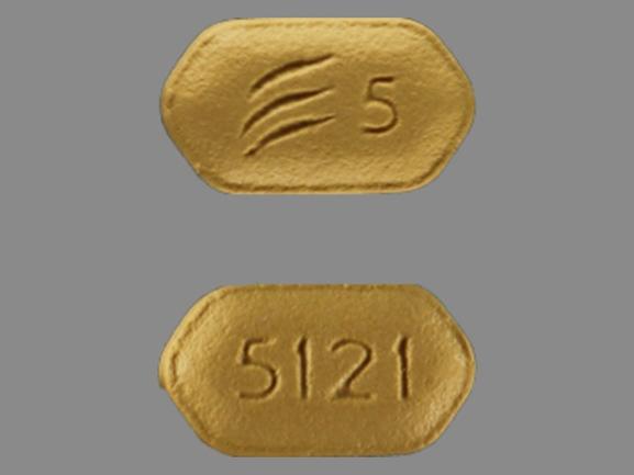 Pill 5121 Logo 5 Yellow Six-sided is Effient