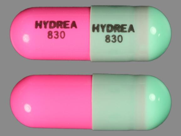 Pill HYDREA 830 HYDREA 830 Pink & Turquoise Capsule-shape is Hydrea