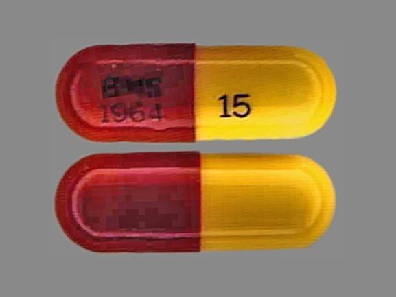 Pill 15 BMS 1964 Red Capsule-shape is Zerit