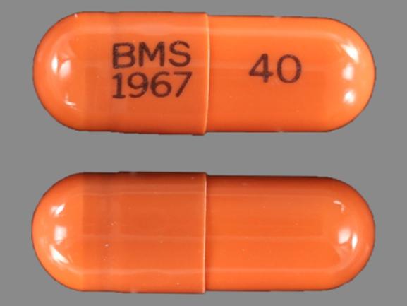 Pill 40 BMS 1967 Orange Capsule-shape is Zerit