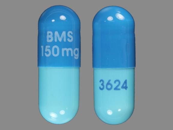 BMS 150 mg 3624 Pill Images (Blue / Capsule-shape)