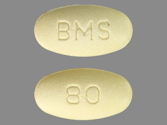 Pill BMS 80 Yellow Oval is Pravachol