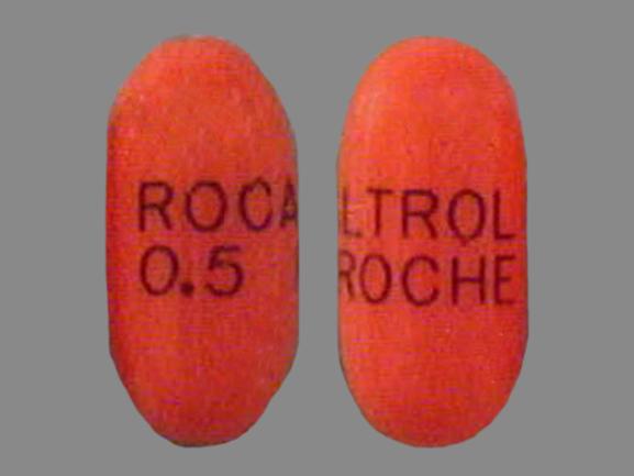 Pill ROCALTROL 0.5 ROCHE Orange Oval is Rocaltrol