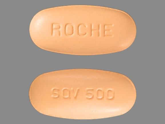 Pill SQV 500 ROCHE Orange Oval is Invirase