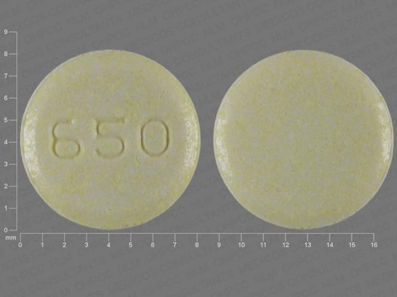 Pill 650 Yellow Round is Sinemet 25-100