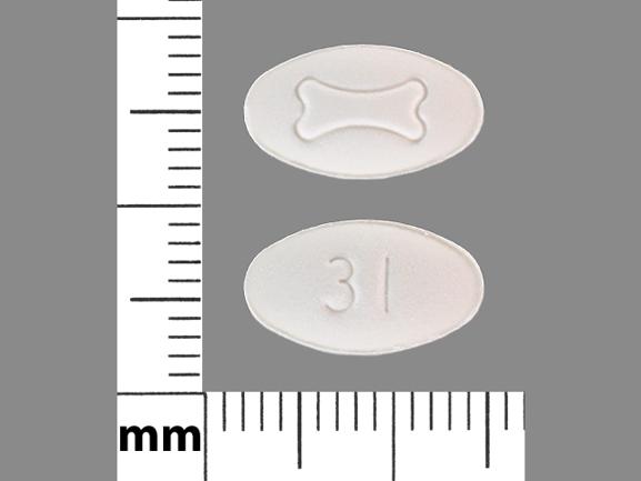 Pill Logo 31 White Oval is Fosamax