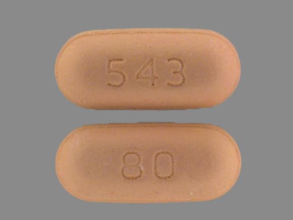 Pill 543 80 Red Oval is Zocor