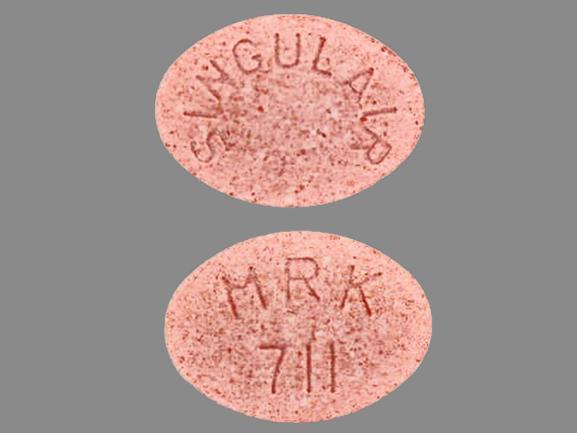 Pill SINGULAIR MRK 711 Pink Elliptical/Oval is Singulair
