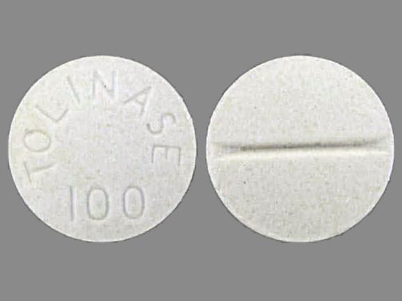 Pill TOLINASE 100 White Round is Tolinase