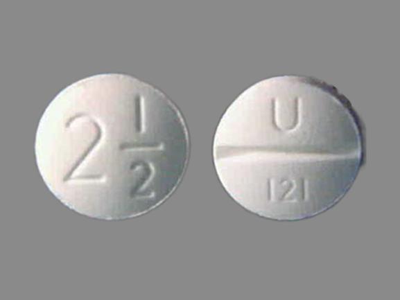 Pill 2 1/2 U 121 White Round is Loniten