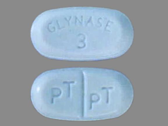 Pill PT PT GLYNASE 3 Blue Oval is Glynase PresTab