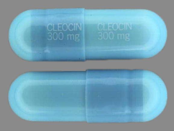Pill CLEOCIN 300 mg CLEOCIN 300 mg Blue Capsule-shape is Cleocin HCl