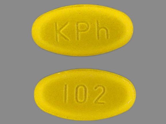 Pill KPh 102 Gold Elliptical/Oval is Azulfidine EN-tabs