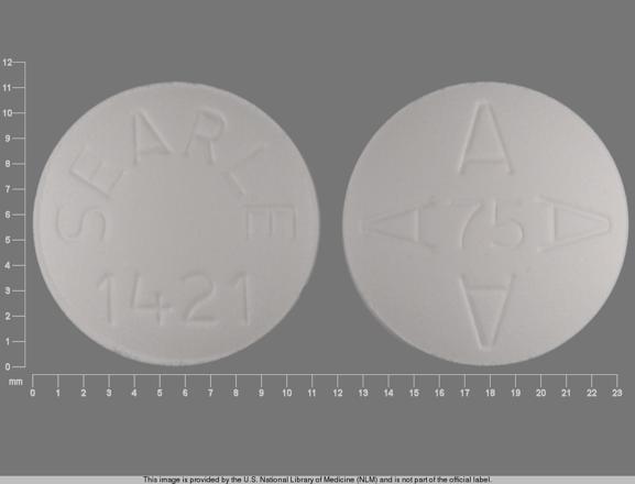 Pill SEARLE 1421 AAAA 75 White Round is Arthrotec