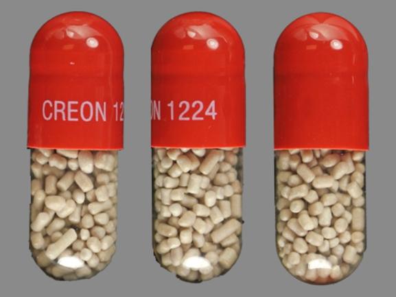 Pill CREON 1224 Orange Capsule/Oblong is Creon