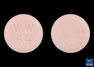 Hydrochlorothiazide and lisinopril 25 mg / 20 mg WW 64