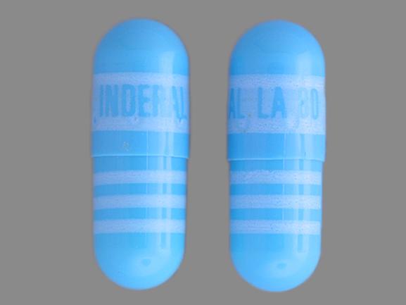 Pill INDERAL LA 80 Blue Capsule/Oblong is Inderal LA