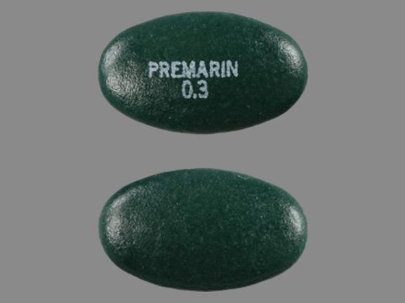 Pill PREMARIN 0.3 Green Elliptical/Oval is Premarin