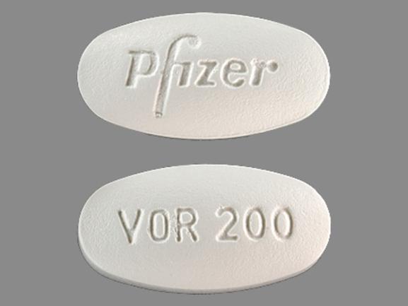 Pill Pfizer VOR200 White Elliptical/Oval is Vfend