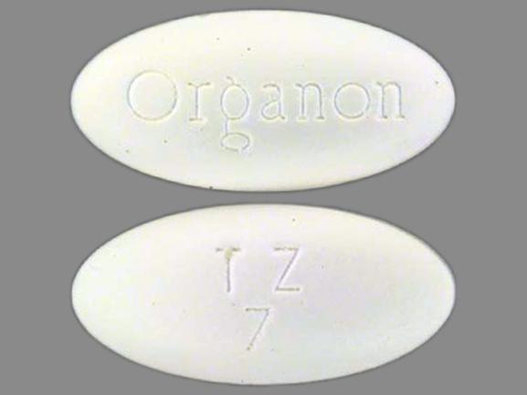 Pill Organon T Z 7 White Oval is Remeron