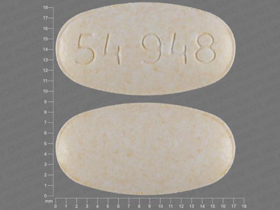 Pill 54 948 Yellow Elliptical/Oval is Hydrochlorothiazide and Irbesartan