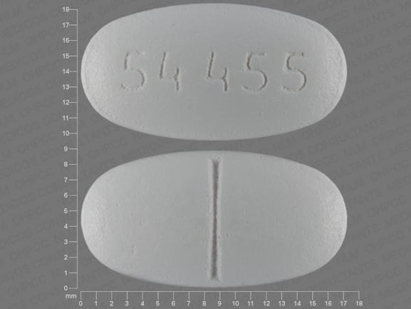Pill 54 455 White Oval is Tinidazole