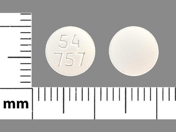Pill 54 757 White Round is Cilostazol