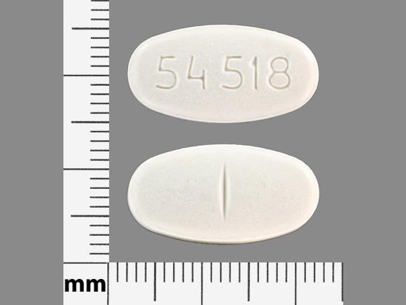 Pill 54 518 White Oval is Valacyclovir Hydrochloride
