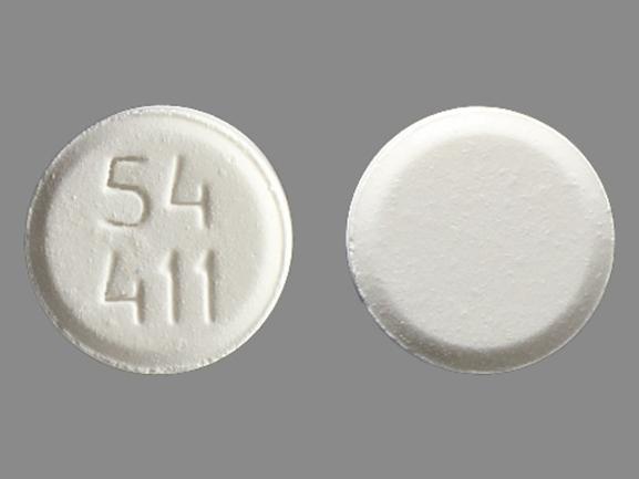 Pill 54 411 White Round is Buprenorphine Hydrochloride (Sublingual)