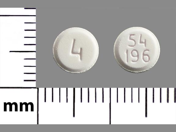 Hydromorphone hydrochloride 4 mg 54 196 4