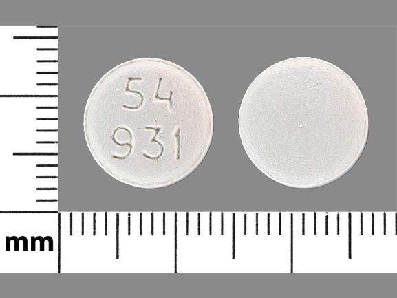 Pill 54 931 White Round is Hydrochlorothiazide and Losartan Potassium