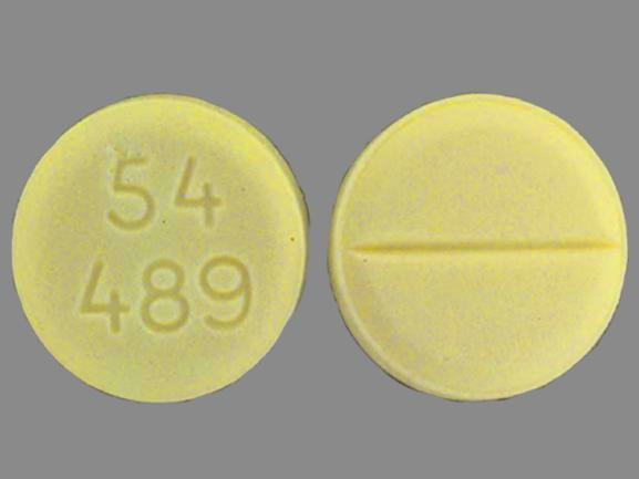 Pill 54 489 Yellow Round is Dexamethasone