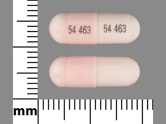 Pill 54 463 54 463 Pink Capsule-shape is Lithium Carbonate
