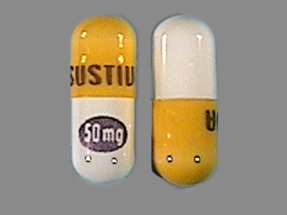 Pill SUSTIVA 50 mg Yellow Capsule/Oblong is Sustiva