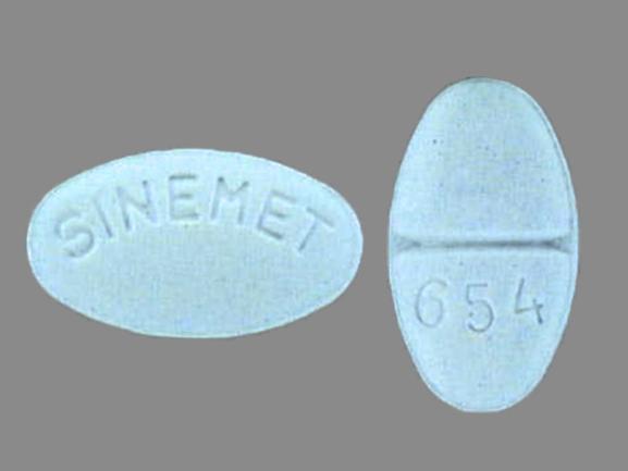 Pill SINEMET 654 Blue Elliptical/Oval is Sinemet 25-250