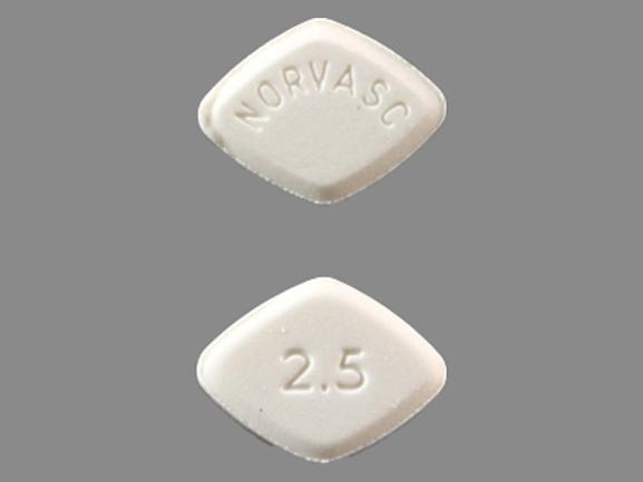 Pill NORVASC 2.5 White Four-sided is Norvasc