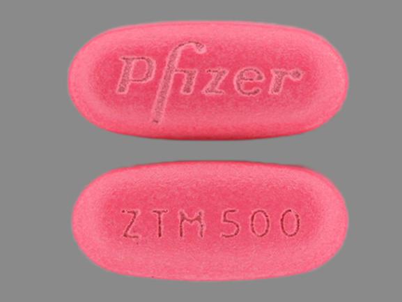 Pill Pfizer ZTM500 Pink Oval is Zithromax