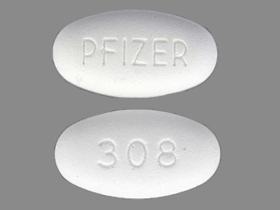 Pill 308 PFIZER White Elliptical/Oval is Zithromax