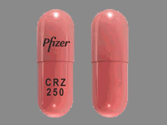 Pill Pfizer CRZ 250 Pink Capsule-shape is Xalkori