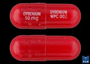 Pill DYRENIUM 50 mg DYRENIUM WPC 002 Red Capsule/Oblong is Dyrenium